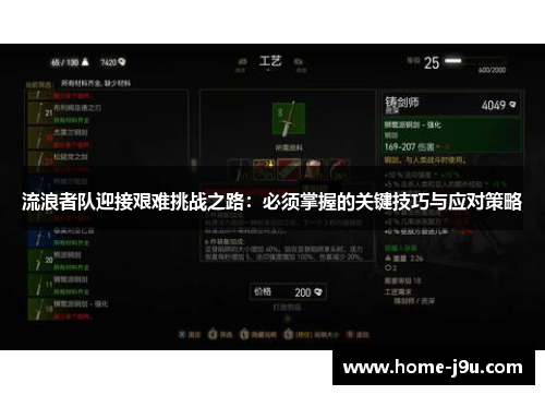 流浪者队迎接艰难挑战之路：必须掌握的关键技巧与应对策略